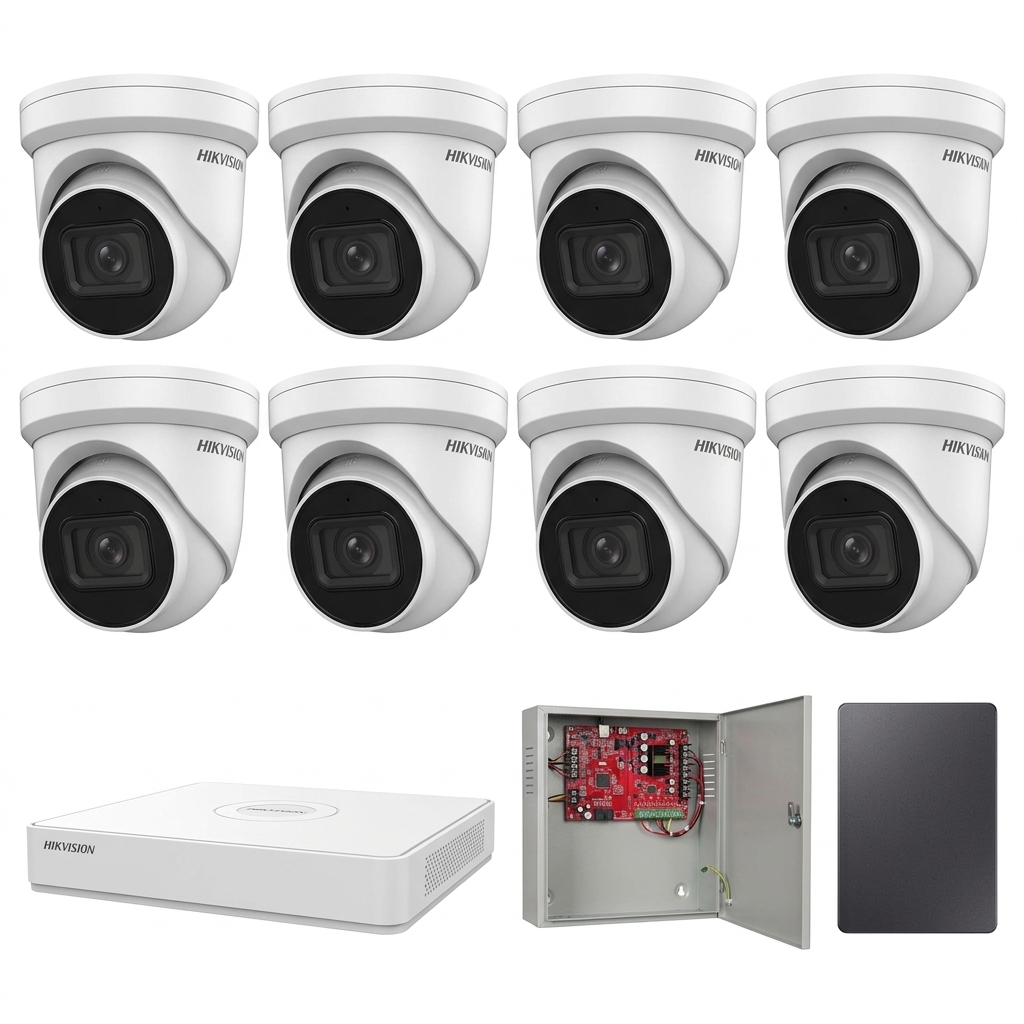 Hikvision komplet 8 turret kamera 2Mpix varifokalne
