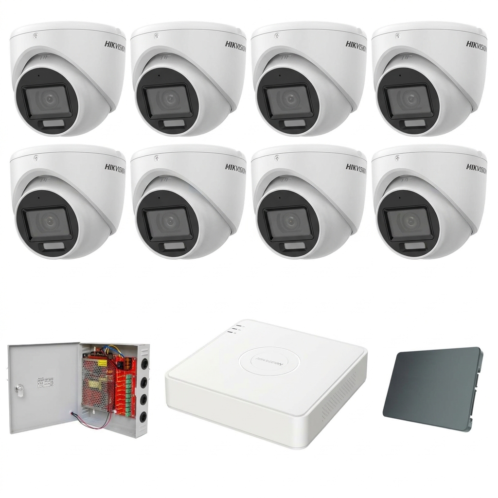 Hikvision komplet 8 turret kamera 2Mpix sa mikrofonom