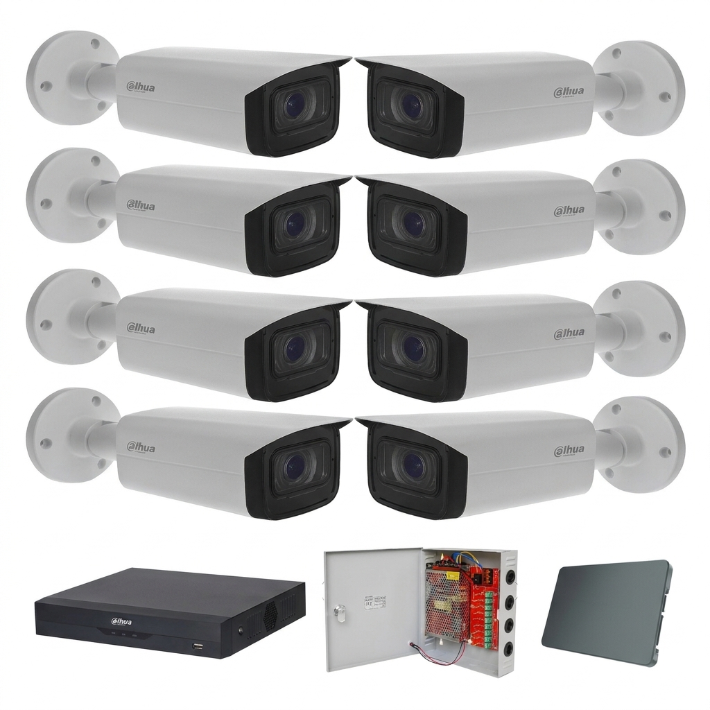 Dahua komplet 8 bullet kamera 5Mpix varifokalne