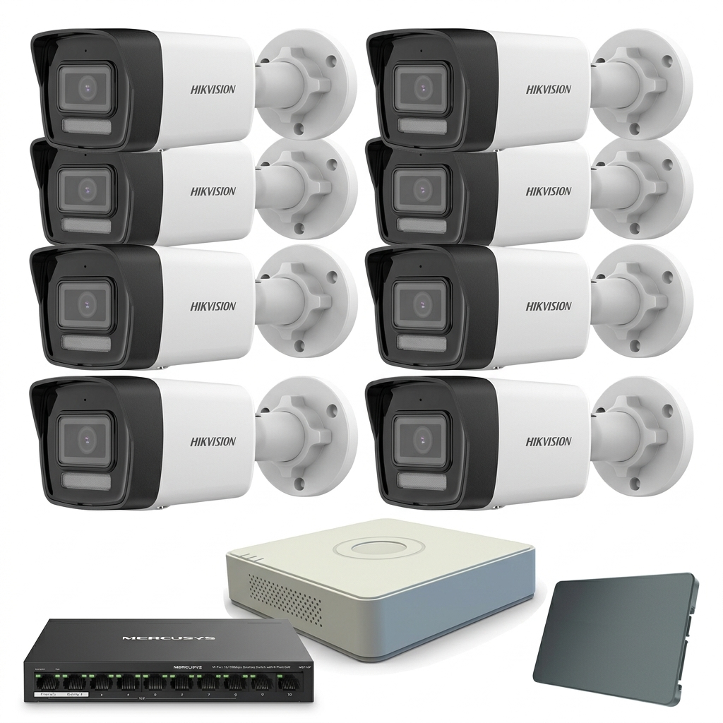 HikVision komplet sa 8 bullet IP ColorVu 2Mpix kamera