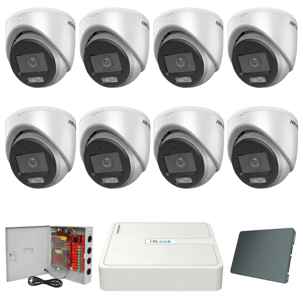 HikVision ColorVu komplet 8 dome kamera 5Mpix