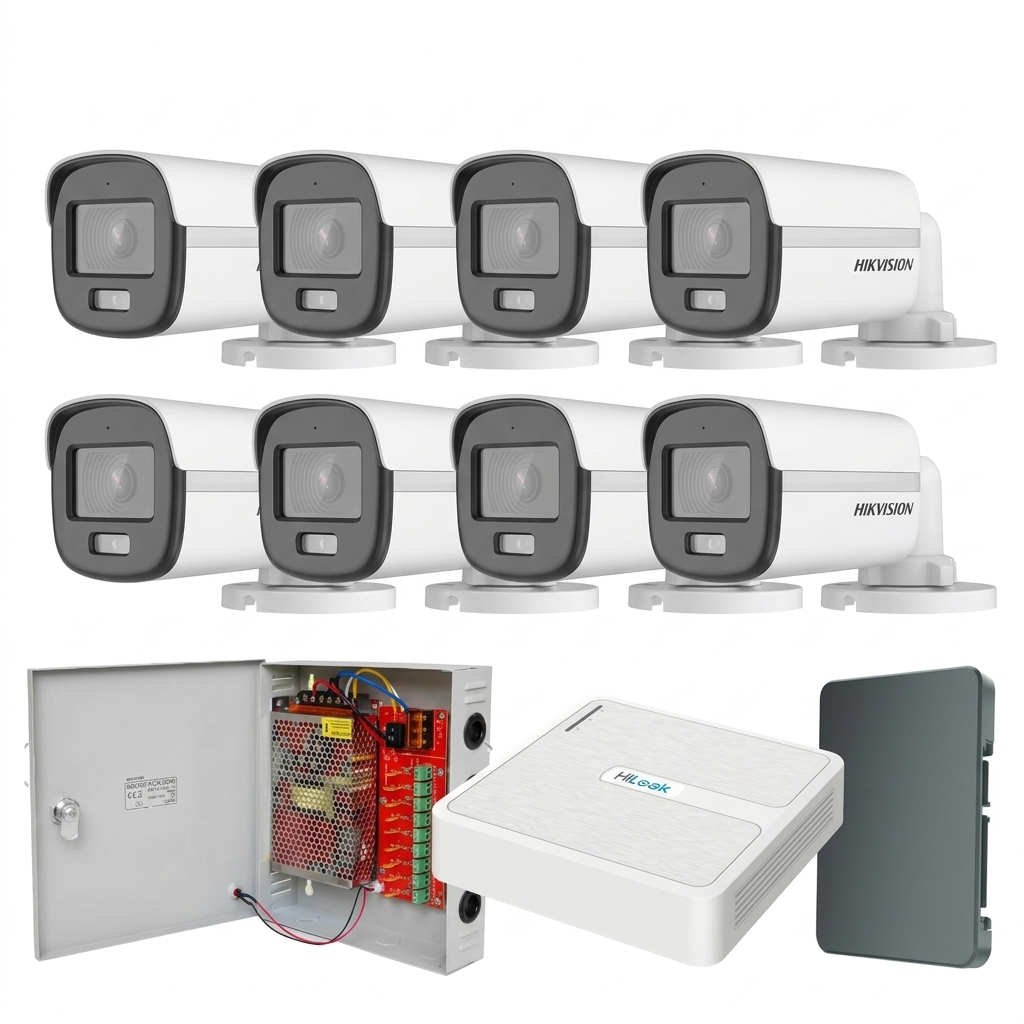 HikVision ColorVu komplet 8 box kamera 2Mpix
