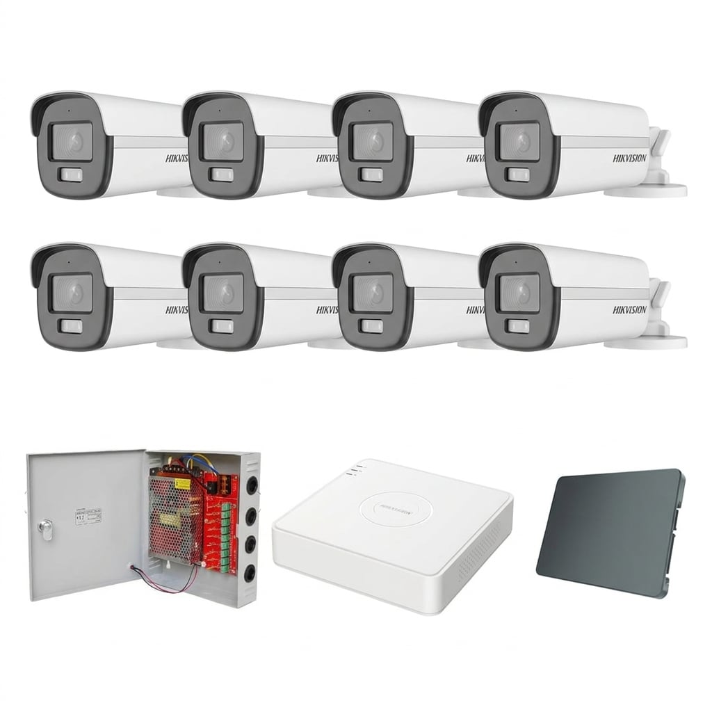 Hikvision komplet 8 bullet kamera 2Mpix ColorVu (DS-2CE12DF0T-LFS)