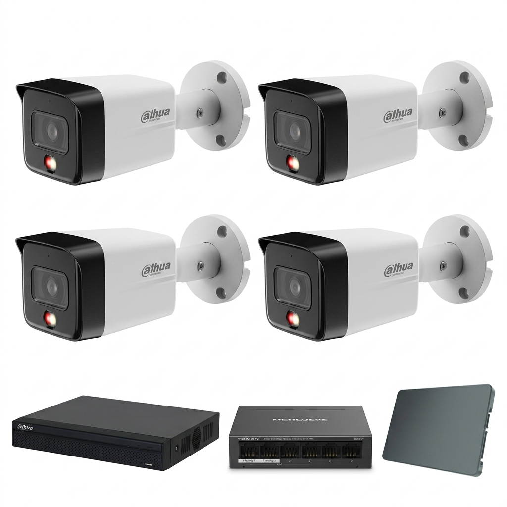 Dahua IP komplet 4 Full-Color kamere 6Mpix