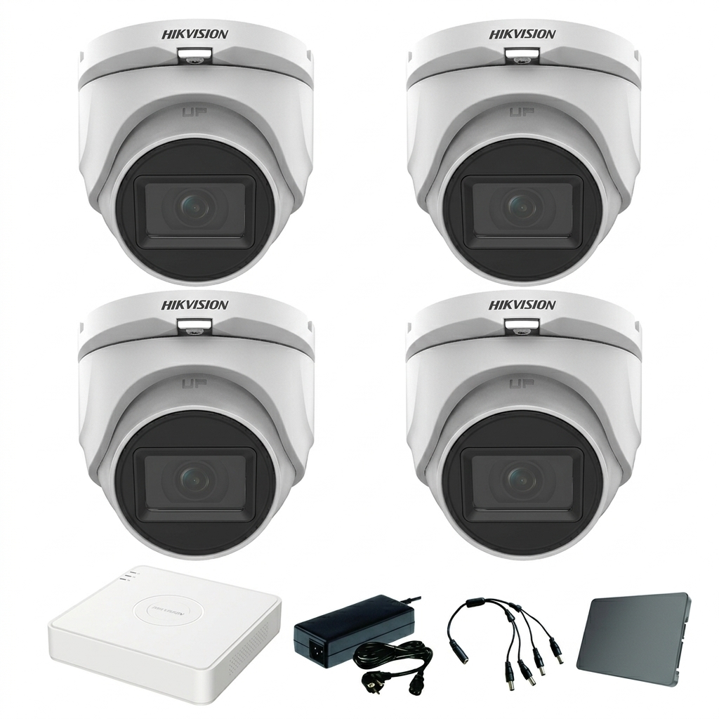 Hikvision komplet Lite 4 turret kamere 5Mpix sa mikrofonom