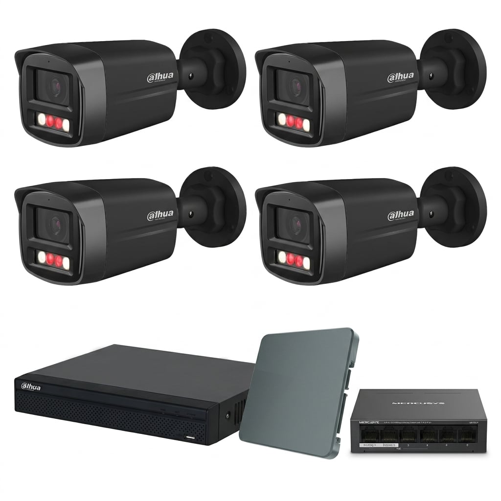 Dahua IP komplet 4 Full-Color kamere 4Mpix (crne)