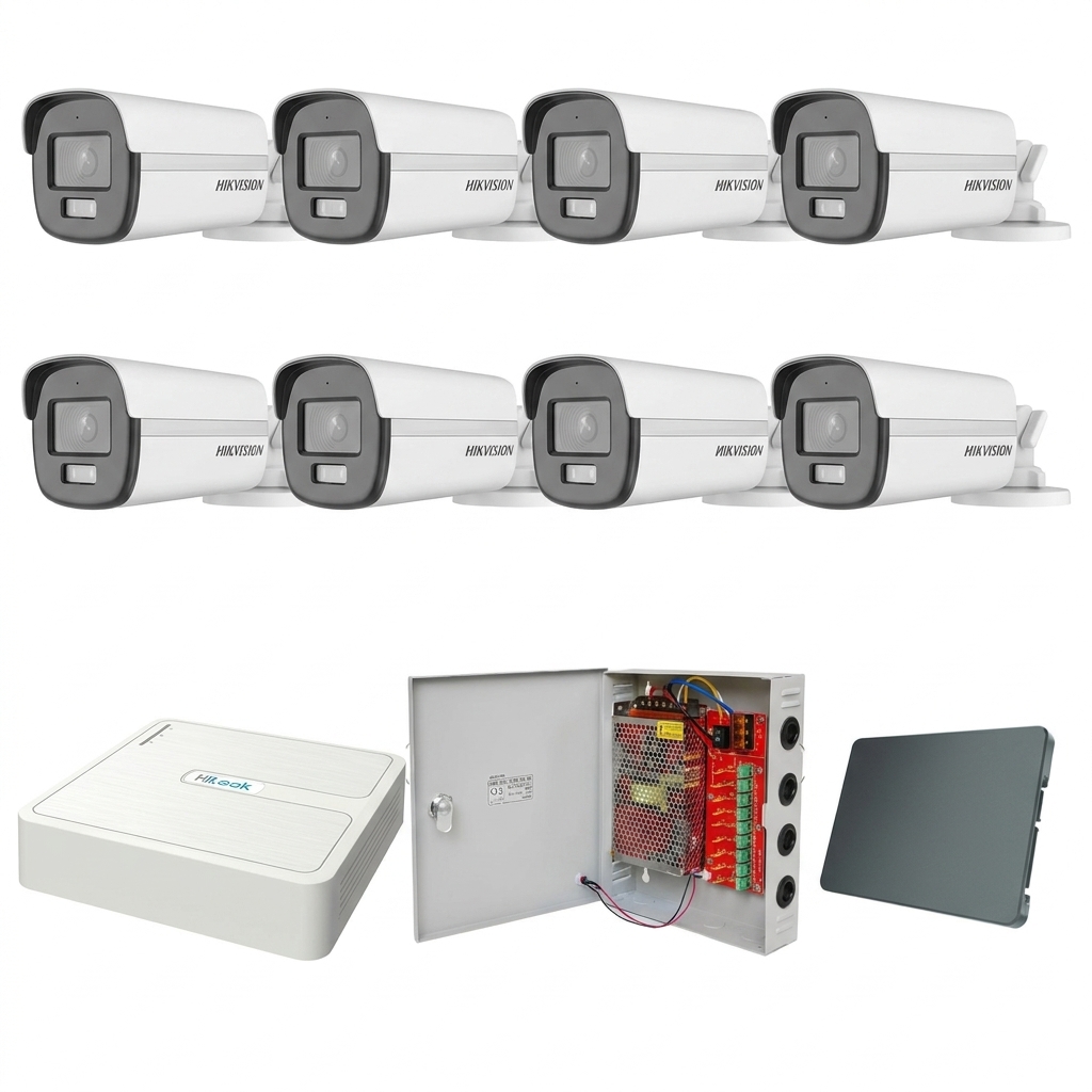 HikVision komplet 8 ColorVu box kamera 2Mpix