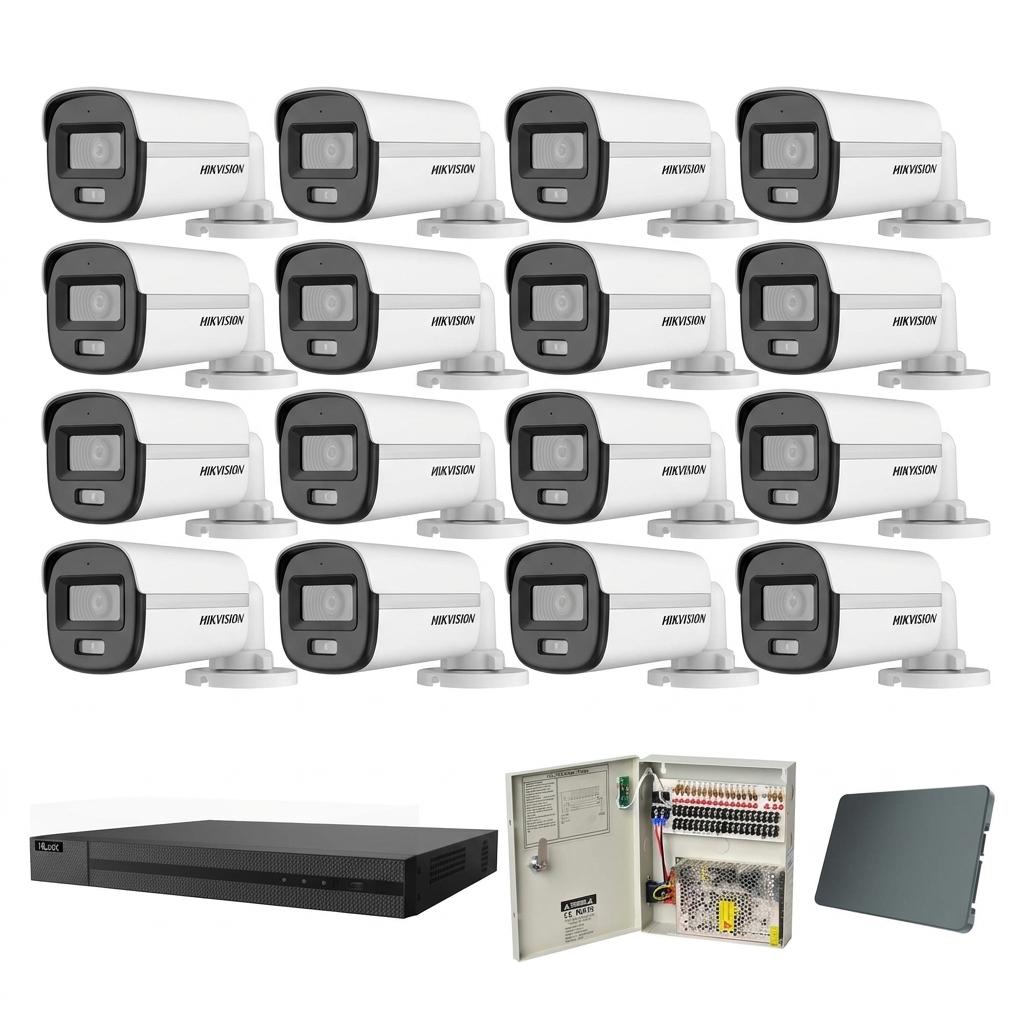 Hikvision komplet 16 bullet kamera 5Mpix ColorVu