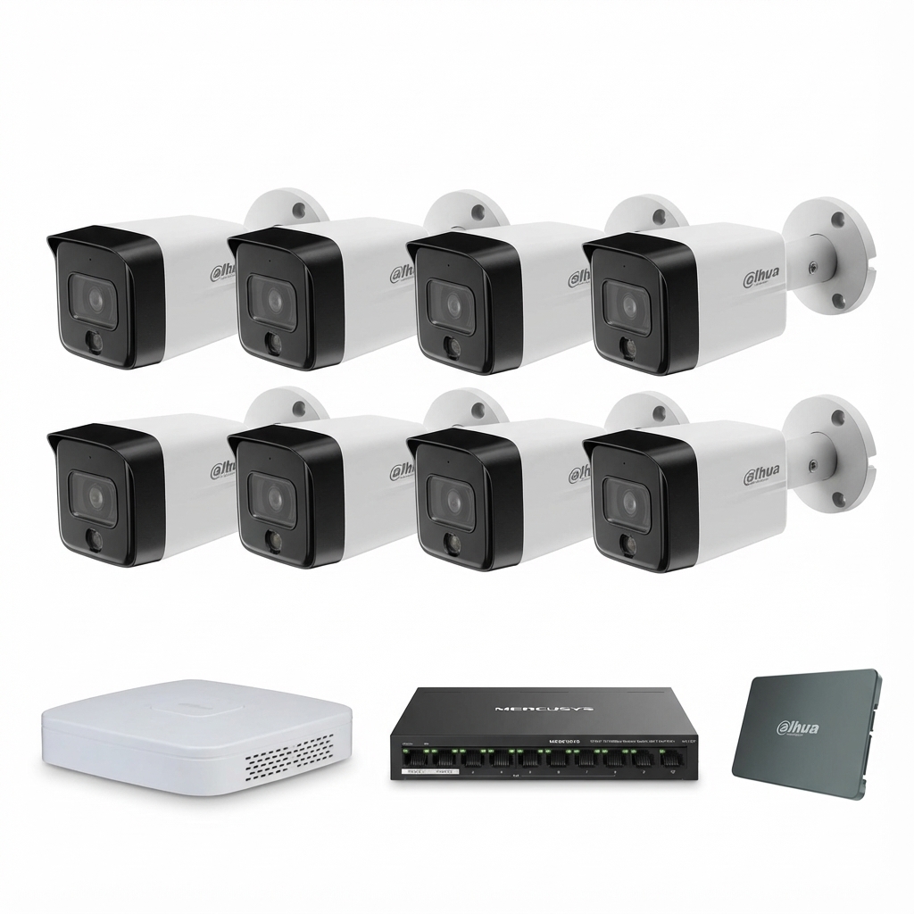 Dahua IP komplet 8 bullet kamera 6Mpix (bela)