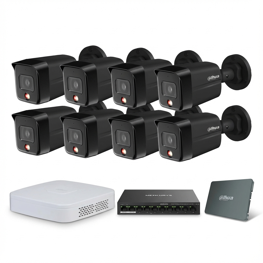 Dahua IP komplet 8 bullet kamera 6Mpix (crna)
