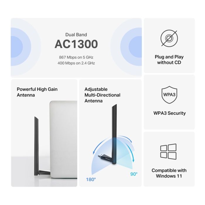 Mercusys MA30H AC1300 wireless USB dual band adapter