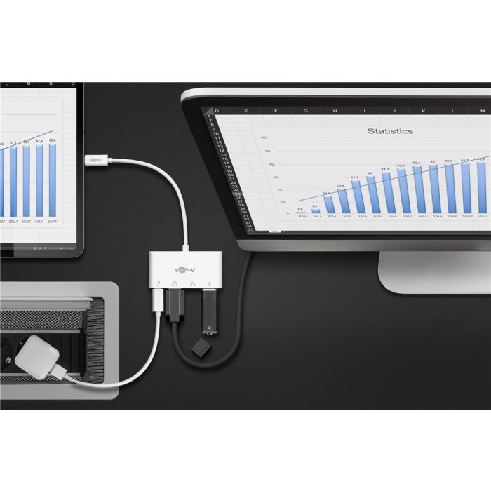 USB-C multiport adapter USB A, PD, Ethernet i HDMI Goobay