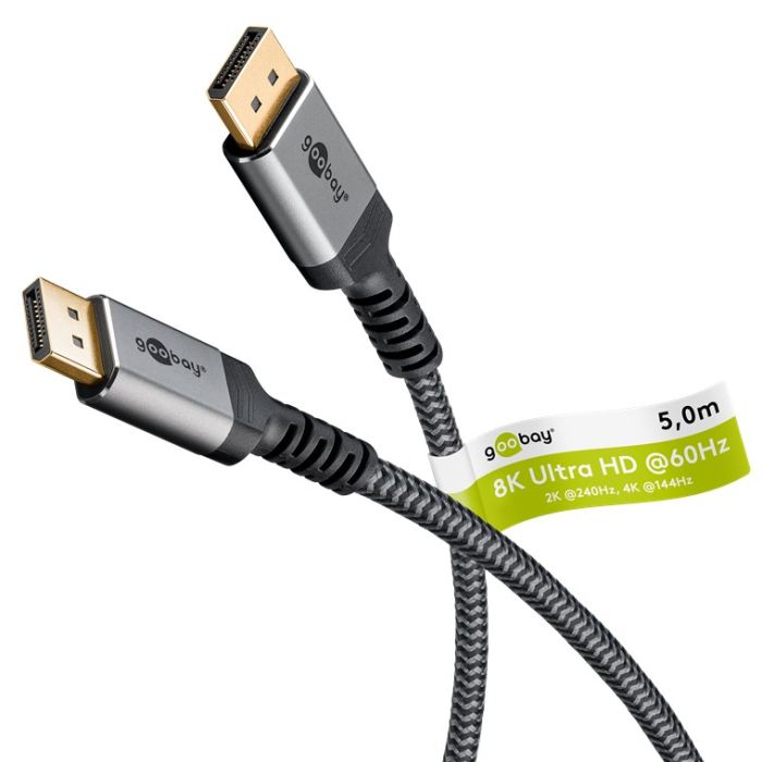 DisplayPort™ (DP 1.4) kabl, 5,0 m, 32,4 Gbit/s, 8K/60Hz DSC