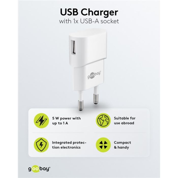 USB A punjač 5W Goobay (beli)