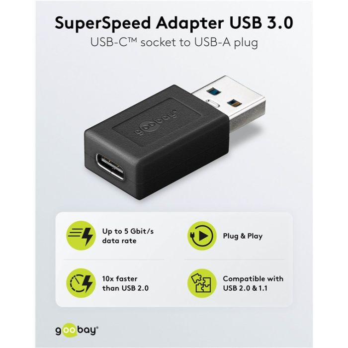 Goobay SuperSpeed adapter USB-C f USB-A m 3.0