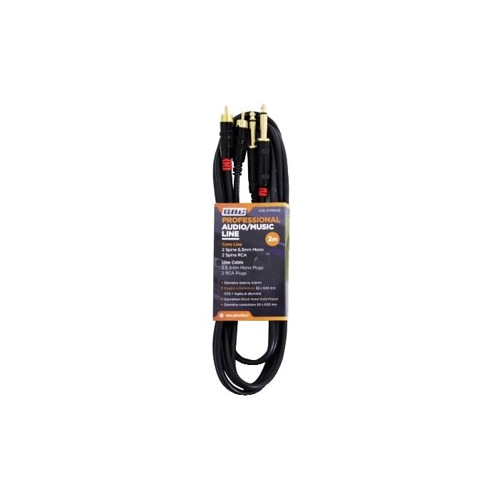 Audio kabl 2x 6.3mm M mono- 2x RCA M 2m