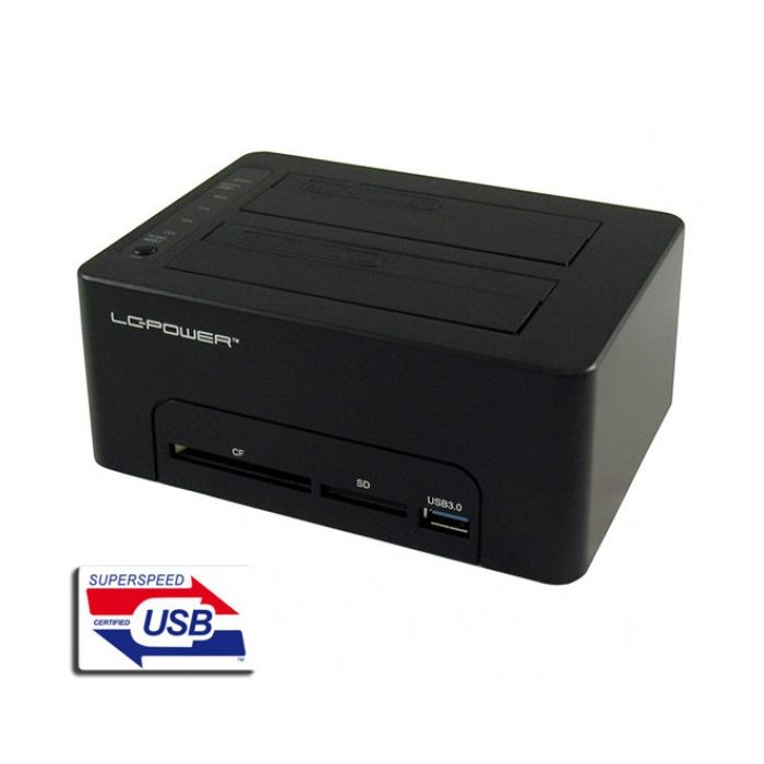 HDD DOCKING LC-DOCK-U3-CR USB3.0 2x HDD/SSD Cardreader + 1x USB3.0 HUB Black