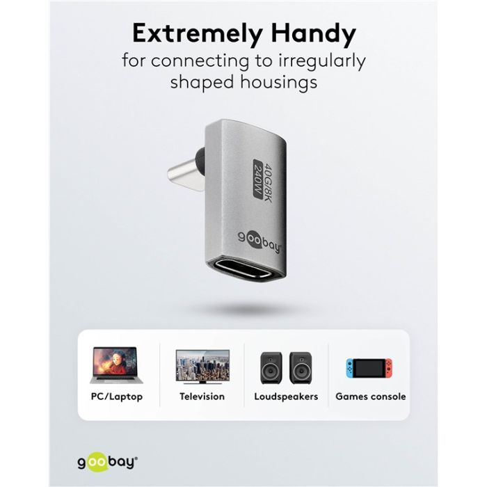 Goobay adapter USB-C 4.0 m-f po uglom Long