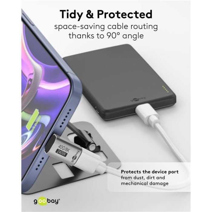 Goobay adapter USB-C 4.0 m-f po uglom Long