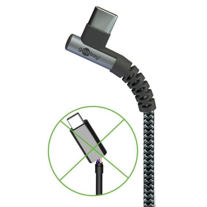 Goobay kabl USB-C m - USB-C m ugaoni 90° tekstilni 60W