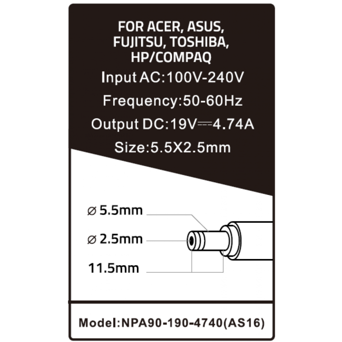 Gembird punjač za Asus laptopove NPA90-190-4740 90W