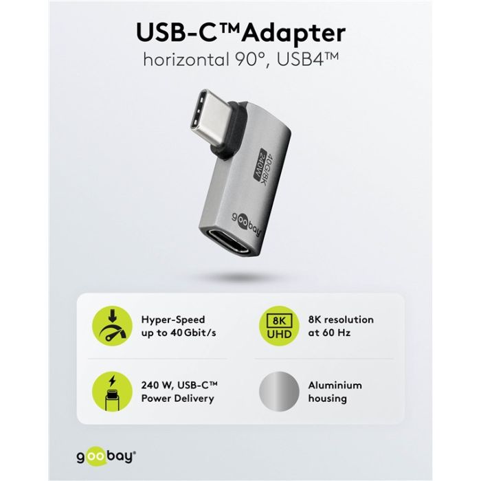 Goobay adapter USB-C 4.0 m-f pod uglom horizontalni