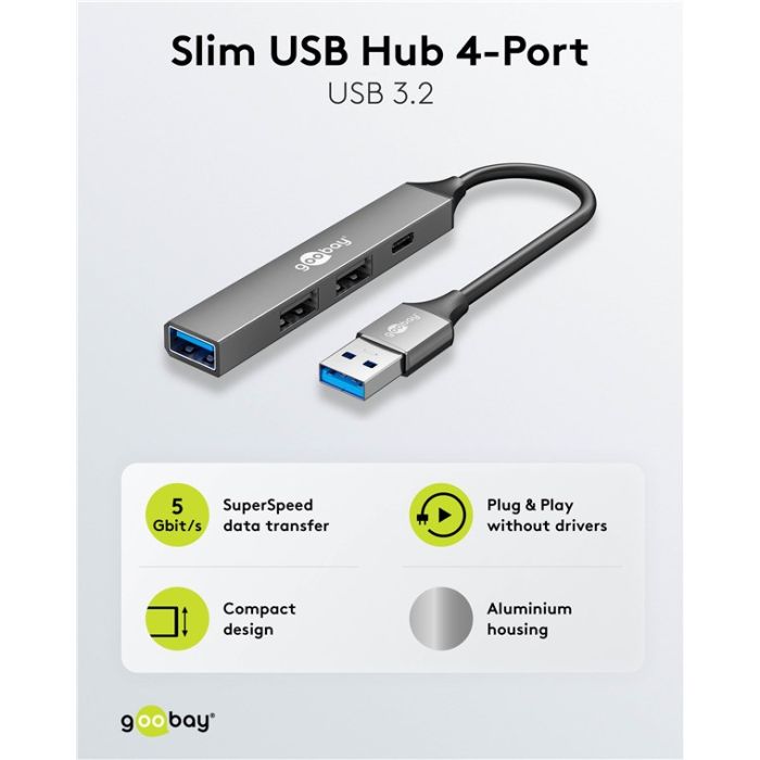 Goobay slim USB hub sa 4 porta USB a- USB c