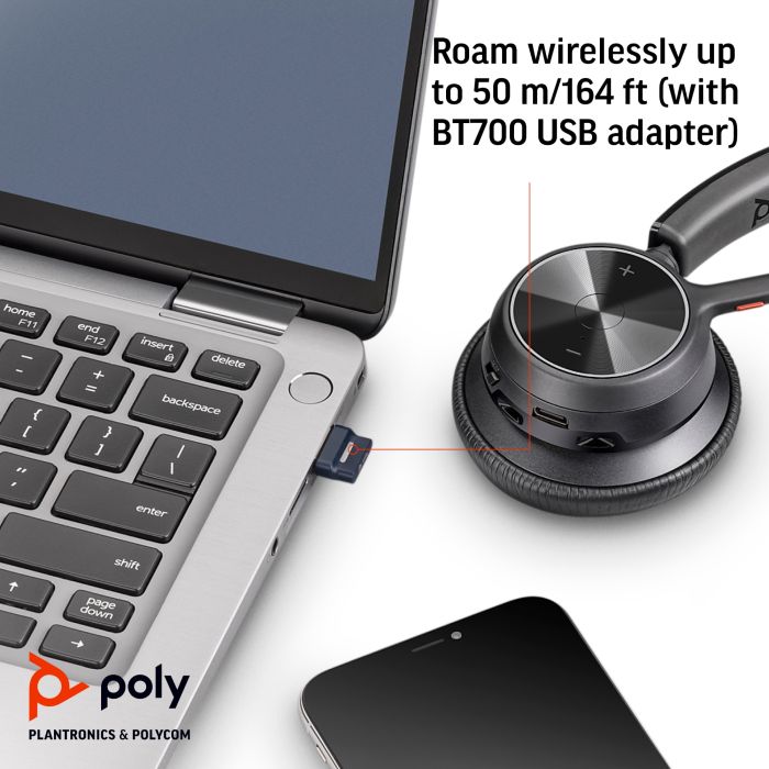 HP Poly Voyager 4320-M slušalice Microsoft Teams sertifikovane sa stalkom za punjenje i BT700 Bluetooth USB adapterom