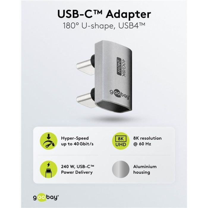 Goobay adapter USB-C 4.0 m-m pod uglom 180°