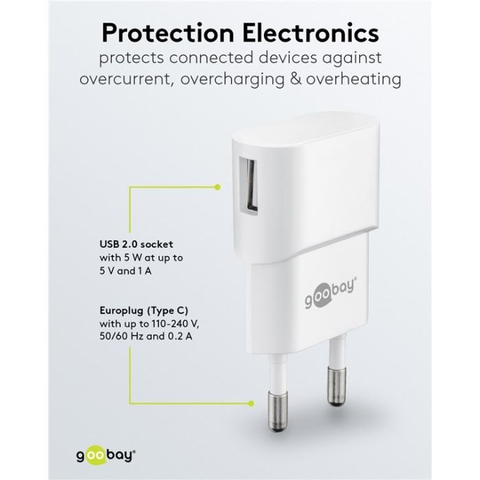 USB A punjač 5W Goobay (beli)