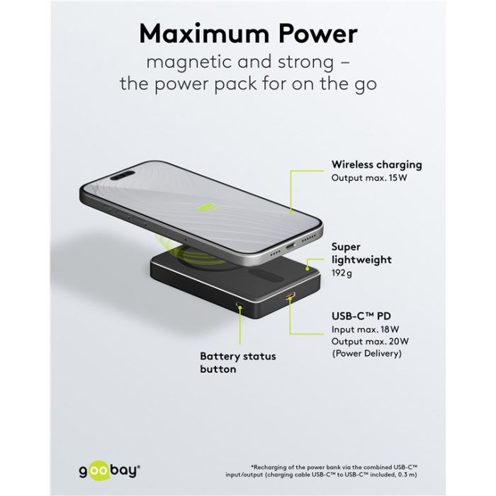 Goobay Wireless magnetni Power Bank 10,000 mAh  