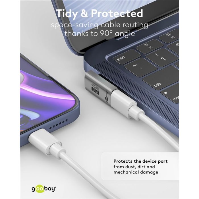 Goobay adapter USB-C 4.0 m-f po uglom Long