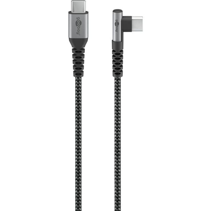 Goobay kabl USB-C m - USB-C m ugaoni 90° tekstilni 60W