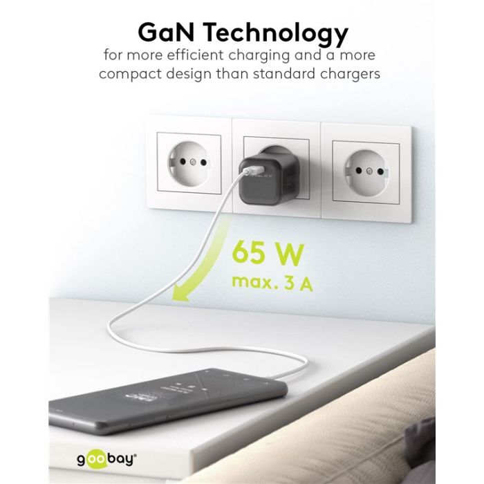 Punjač USB C PD GaN 65W Goobay (crni)