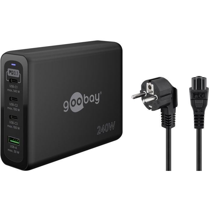 Goobay premum punjač 240W 3xC PD/1xA QC GaN