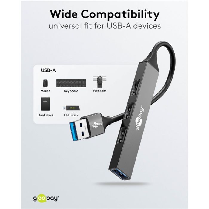Goobay slim USB hub sa 4 porta USB a 3.2