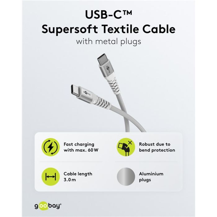Goobay USB C - USB C kabl 3m supersoft