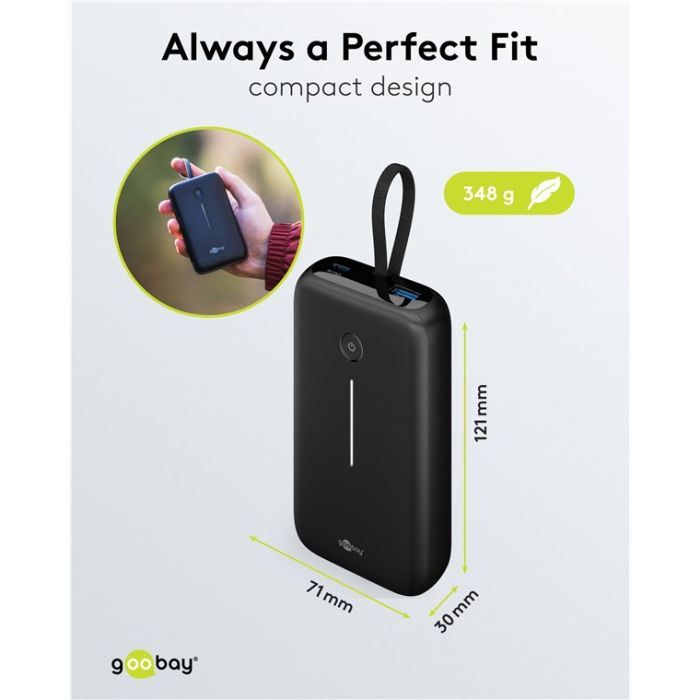 Goobay Power bank 20,000mAh (sa integrisanim kablom)
