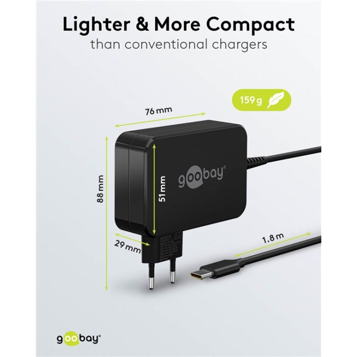 Goobay USB C punjač 65W (crni)