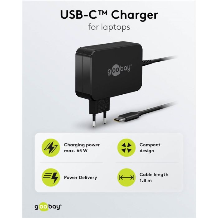 Goobay USB C punjač 65W (crni)