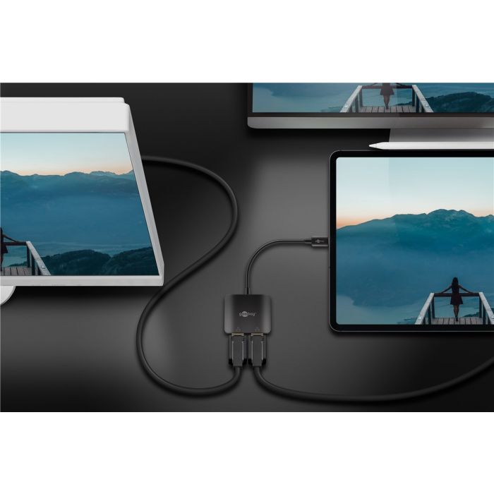 Adapter USB-C - 2x DisplayPort 4K 60Hz