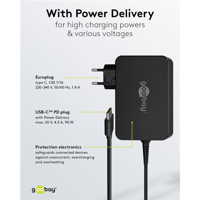 Goobay punjač USB-C 90W (crni)