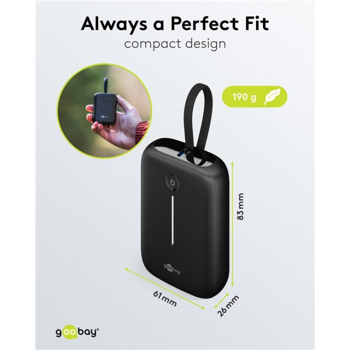 Goobay Power bank 10,000 mAh (sa integrisanim kablom)