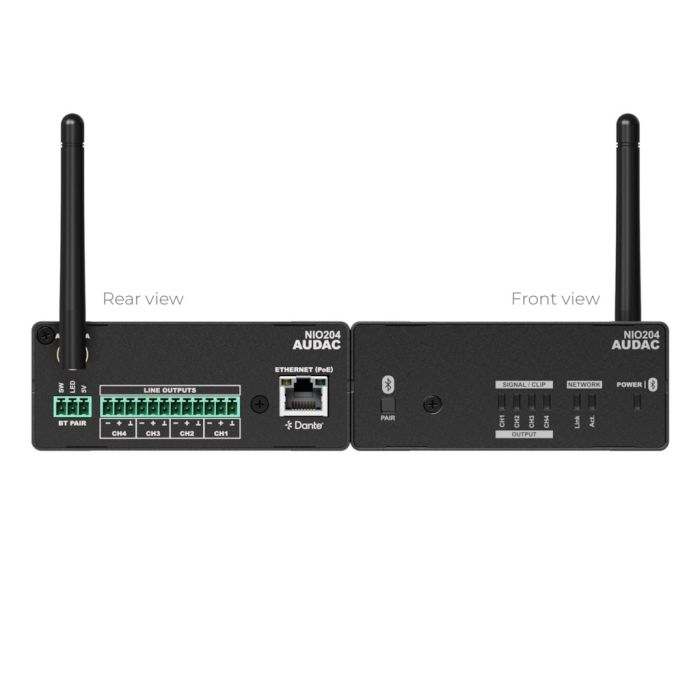 Audac NIO204 - Dante™/AES67 mrežni I/O modul, 4x linijski izlaz