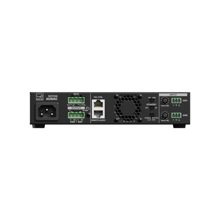 Audac SCP230 - Kompaktno dvojno pojačalo 2×300W, 600W @ 70/100V