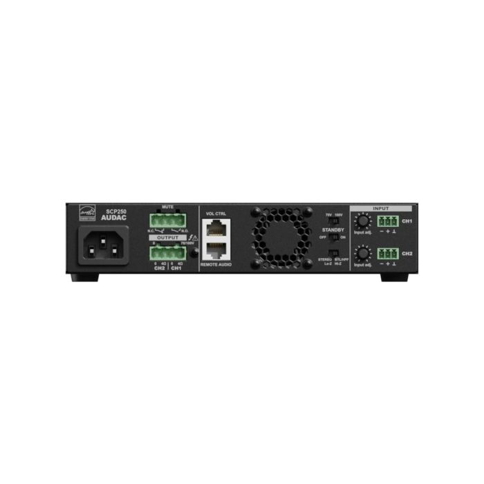 Audac SCP250 - Kompaktno dvojno pojačalo 2×500W, 1000W @ 70/100V
