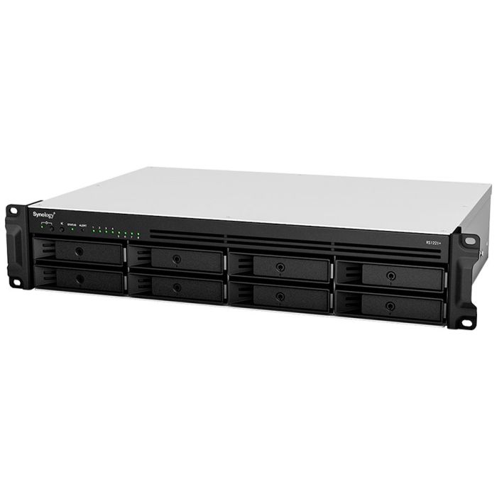 Synology RackStation RS1221+; Rack 2U, 8-bay 3.5&#039;&#039;/2.5&quot; SATA HDD/SSD, 	AMD Ryzen V1500B 4-core 2.2GHz; 4GB DDR4 ECC SODDIM,2x Memory slots; 4x RJ-45 1GbE LAN Port; 2xUSB 3.2; eSATA port; PCI Gen2x8 slot (x4 link); 6.9 kg; 3yr wrnty
