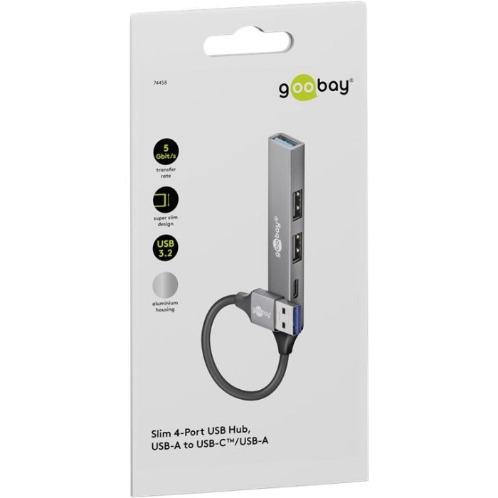 Goobay slim USB hub sa 4 porta USB a- USB c