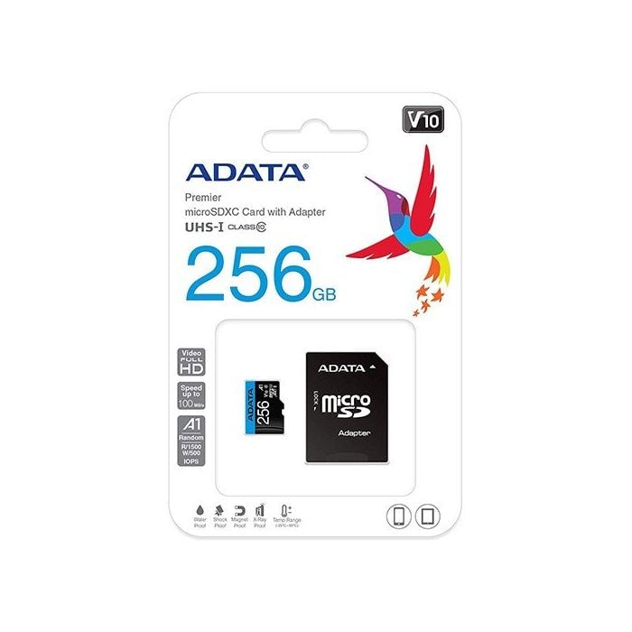 Adata MicroSD 256GB memorijska kartica AUSDX256GUICL10A1-RA1 (sa SD adapterom)