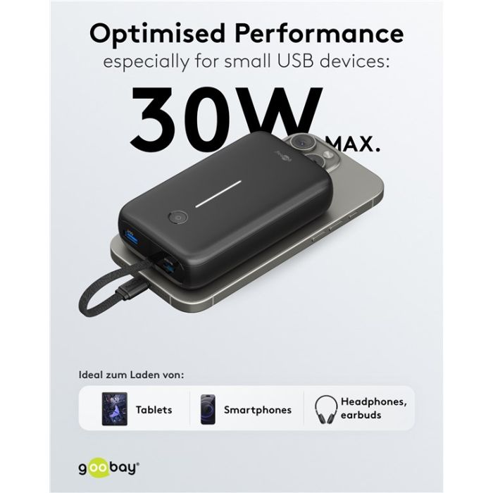 Goobay Power bank 20,000mAh (sa integrisanim kablom)